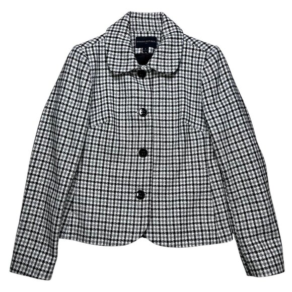 Banana Republic 2 Women Plaid Wool Coat Academia Work - Picture 1 of 6